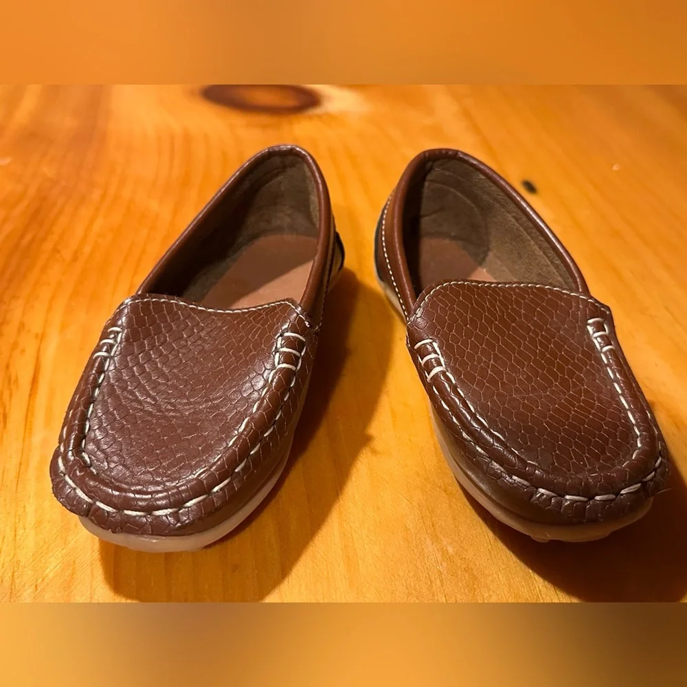 Kids Brown Moccasin Loafers - Classic Slip-On